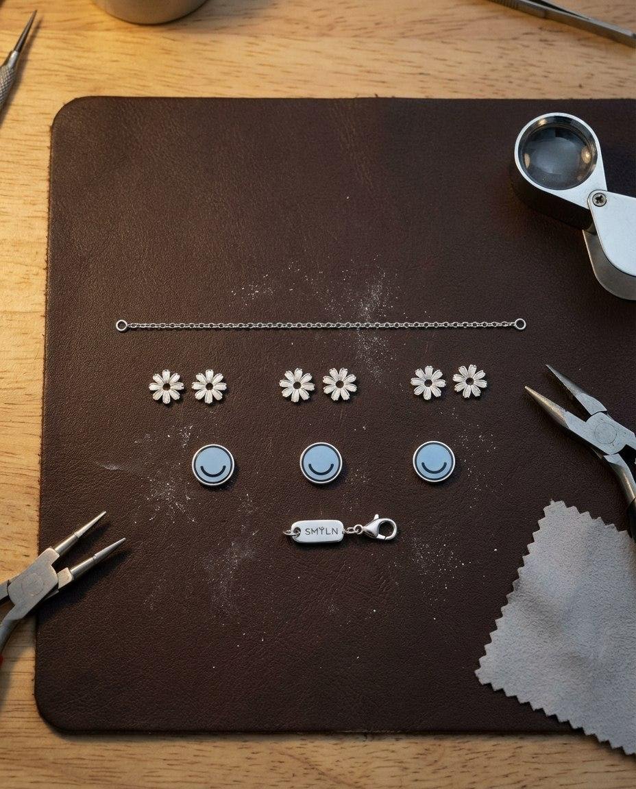 SMYLN bracelet components laid out